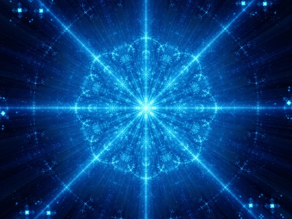 Blue glowing snowflake shape mandala fractal — Stock Photo, Image