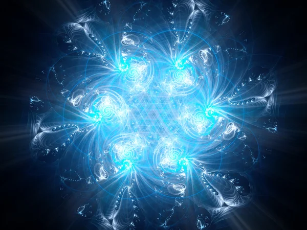 Blauwe gloeiende sneeuwvlok fractal — Stockfoto