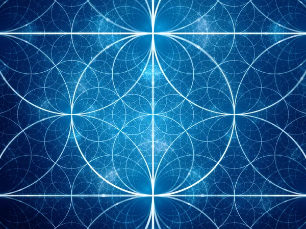 Blue symmetrical fractal circles — Stock Photo, Image