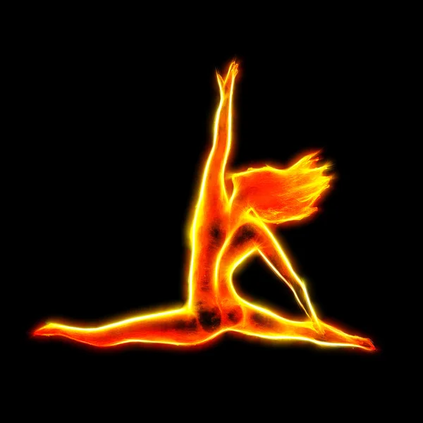 Fiery voando dançarino sexy computador gerado pintura fractalizada — Fotografia de Stock