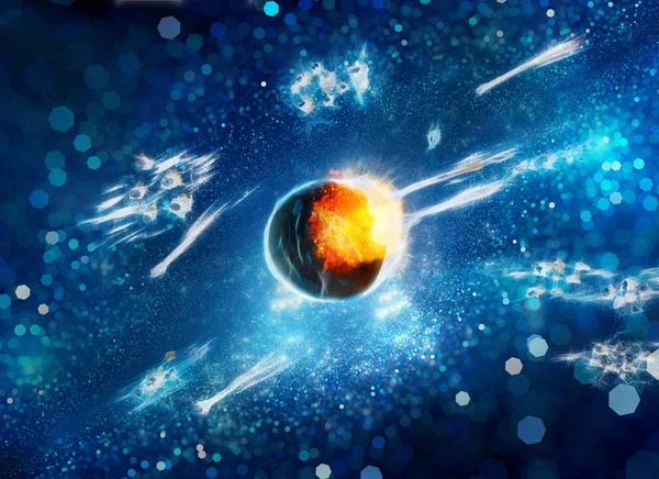 Asteroid impact fractal artwork — Stock Photo, Image