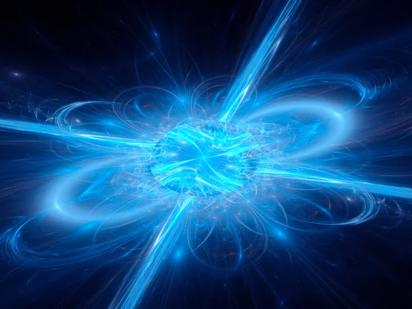 Blue glowing neutron star explosion in space — Stock Photo, Image