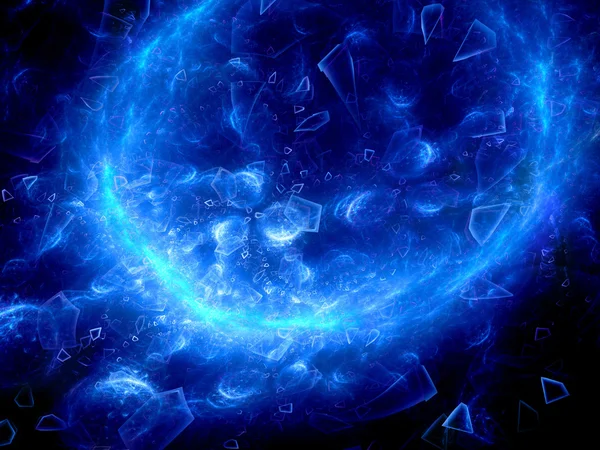 Blue glowing multidimensional explosion — Stock Photo, Image