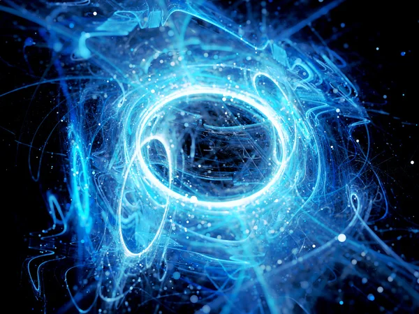 Blue glowing high energy circles in space — Stock Photo, Image