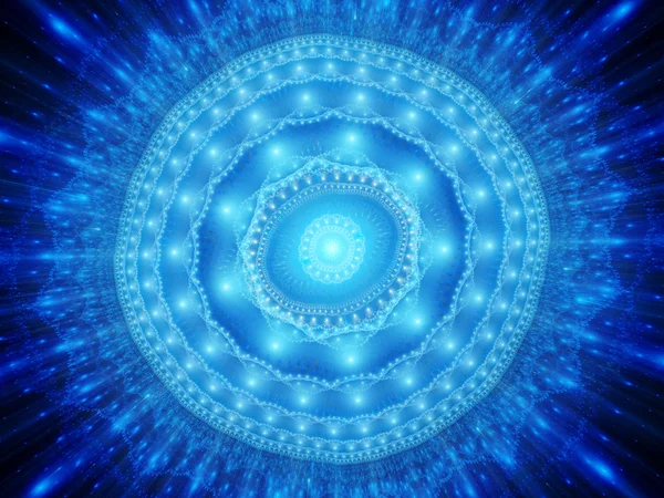 Blau glühendes Weltraum-Mandala — Stockfoto