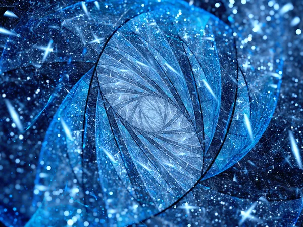 蓝色发光玻璃分形与粒子 — 图库照片