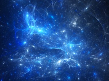 Blue glowing synapses in space clipart