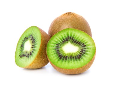 Beyaz bir arka plan üzerinde izole kivi meyve yakın çekim