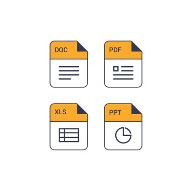 Dosya biçimi düz Icon set