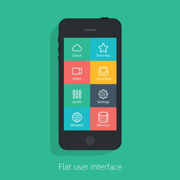 Set aus flachen mobilen Elementen, flachen Mobiltelefonen und flachen Design-Icons für mobile App und Web — Stockvektor