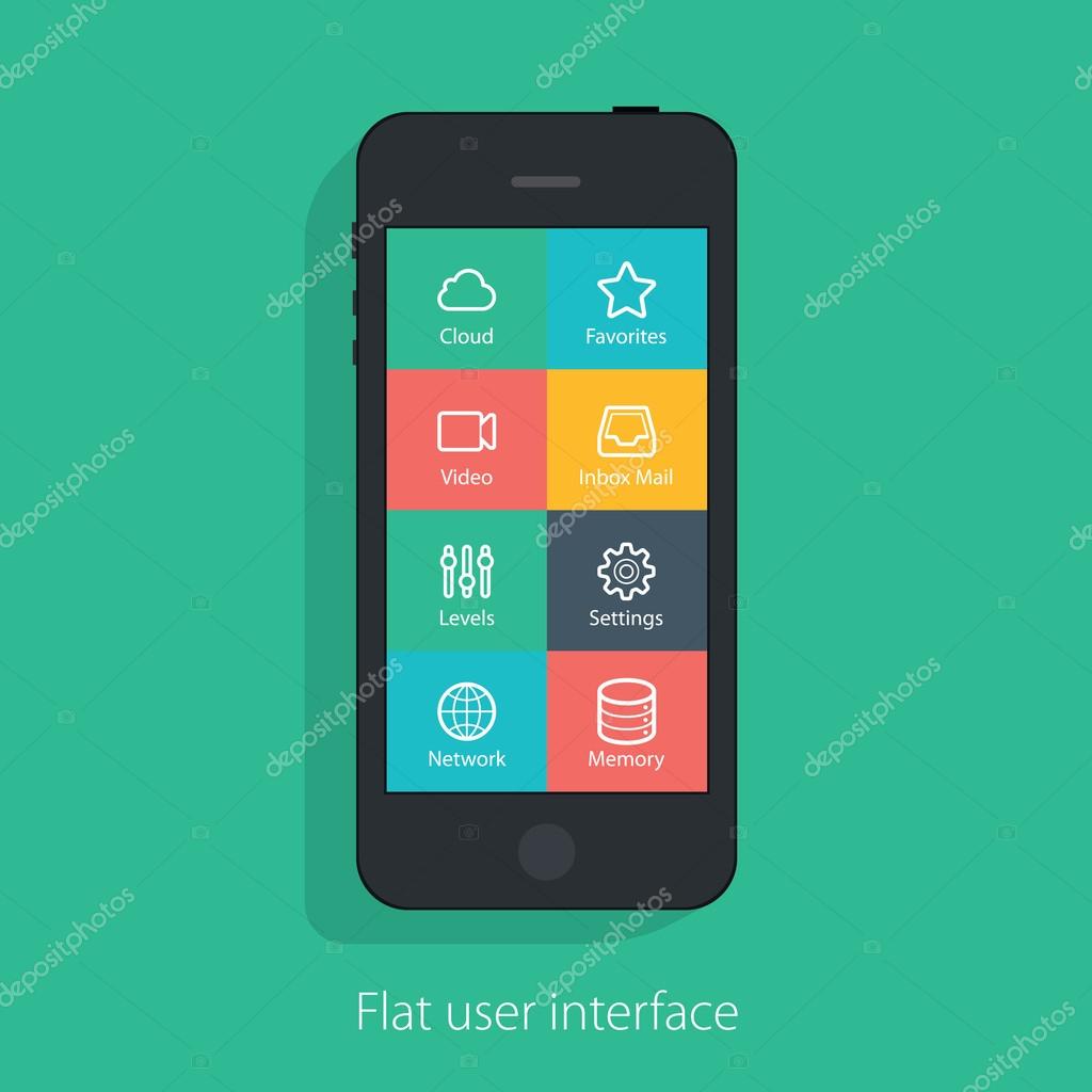 Set of flat mobile elements, flat mobile phones and flat design icons for  mobile app and web Stock Vector by ©alexdremlyuga 52611533