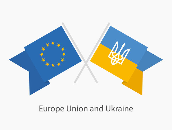 Ukrainian and Europe Union flags
