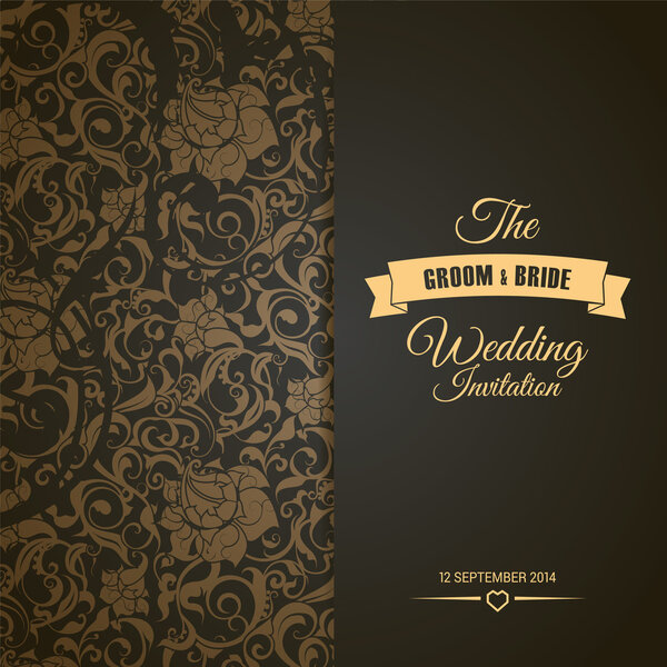 Wedding invitation card editable with background chevron