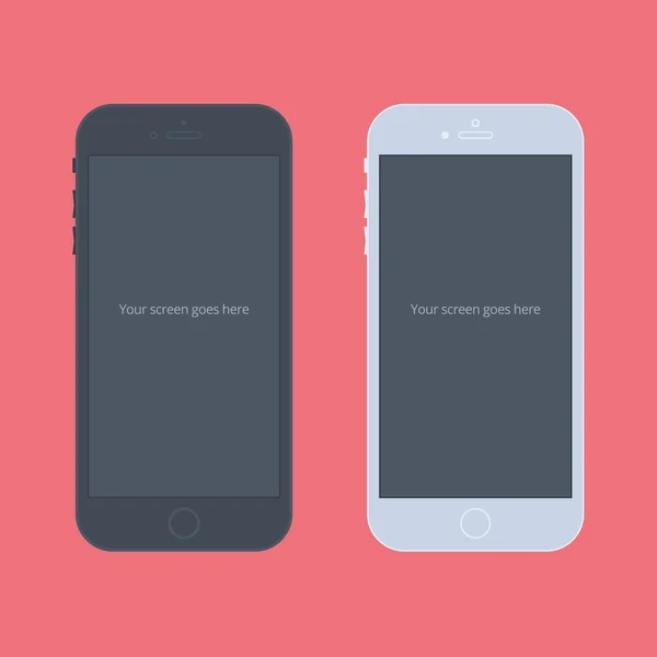 Telefoon platte mockup zwart-wit — Stockvector