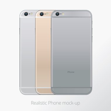 Smartphone gerçekçi vektör mockup üç renk kümesi. izole modeli.