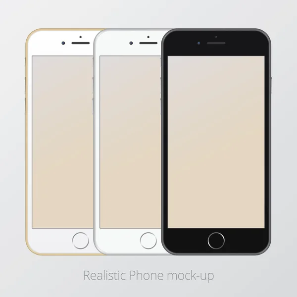 Smartphone realista vector maqueta de tres juegos de colores. Modelo aislado . — Vector de stock