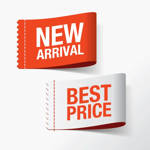 Nova chegada e melhores etiquetas de preço — Vetor de Stock