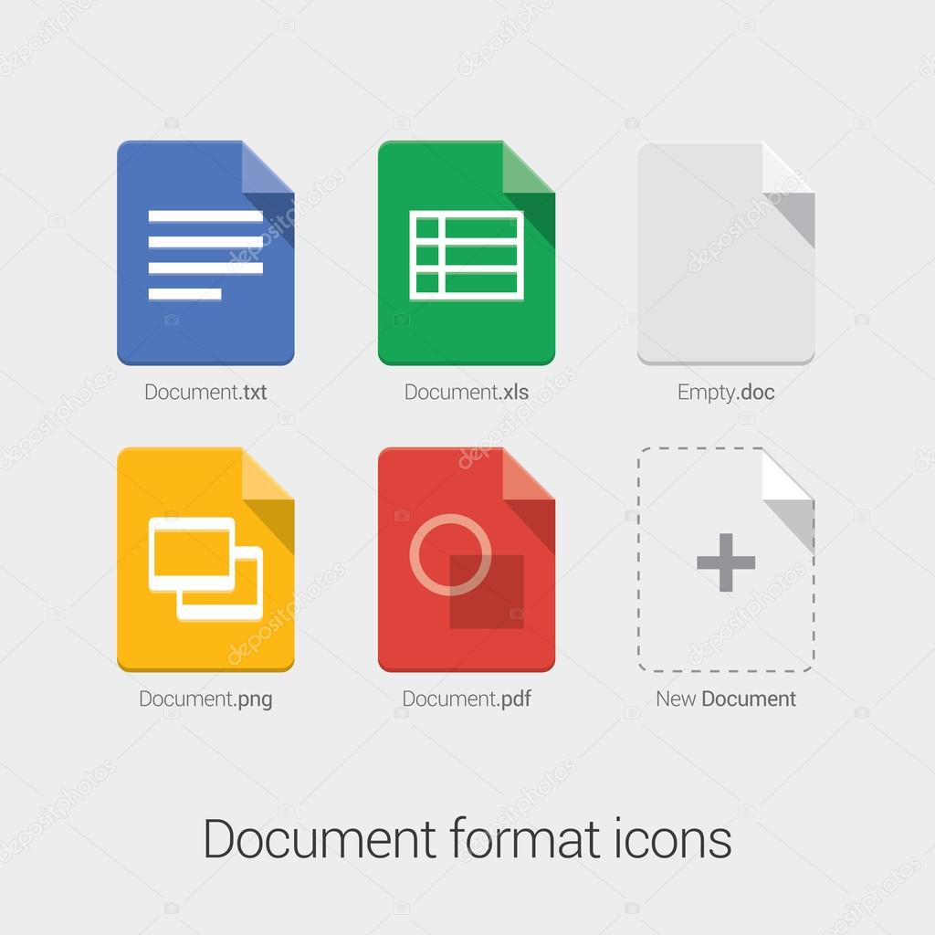 Set of Document File Formats and Labels icons