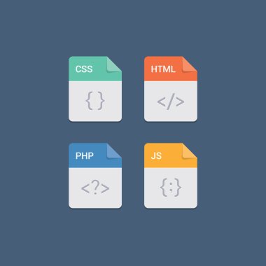 Web geliştirme dosya biçimi düz Icon set