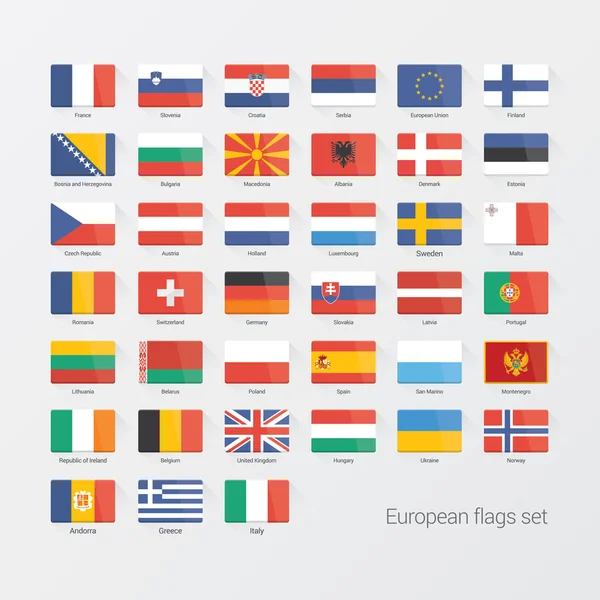 Pays européens drapeaux plats — Image vectorielle