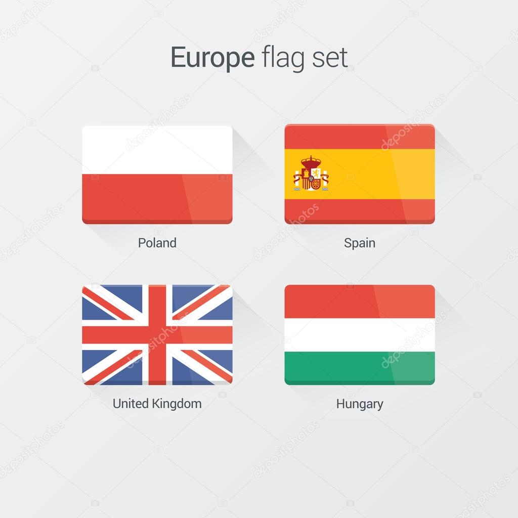 European countries flat flags set