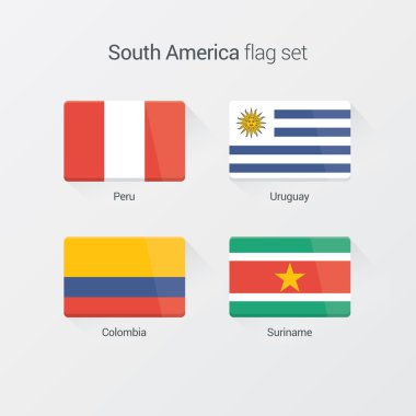 Güney Amerika düz bayrakları kümesi
