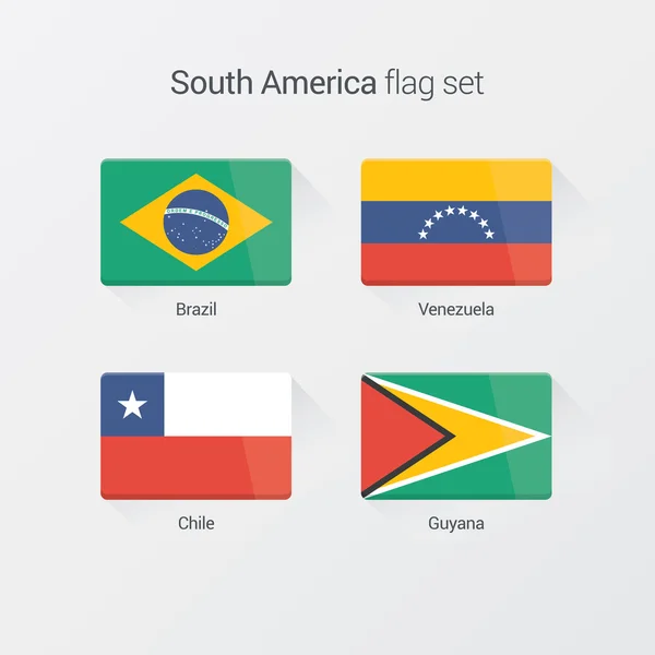 Sudamérica banderas planas conjunto — Vector de stock