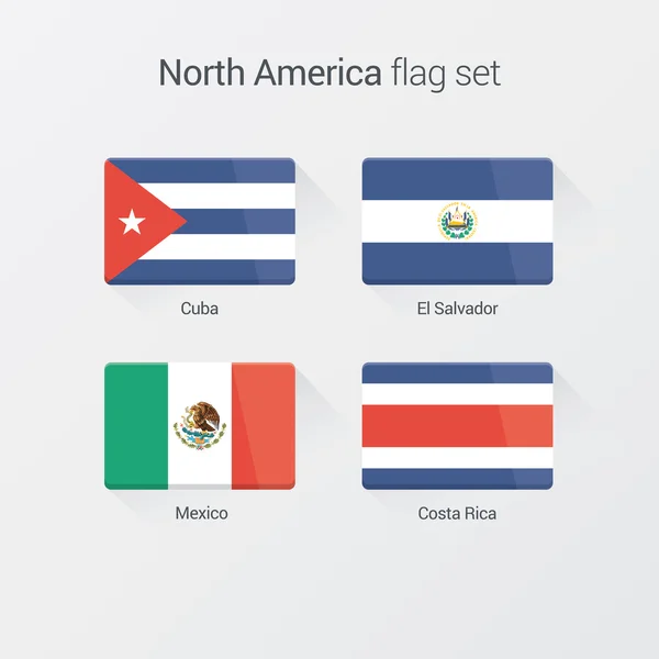 América del Norte banderas planas conjunto — Vector de stock