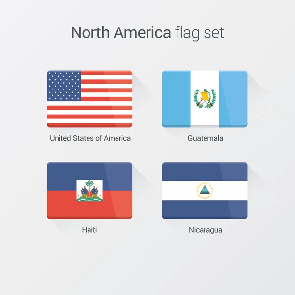 América del Norte banderas planas conjunto — Vector de stock