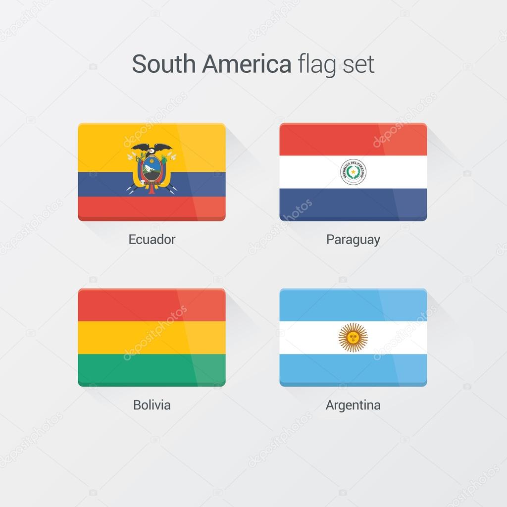 South America flat flags set