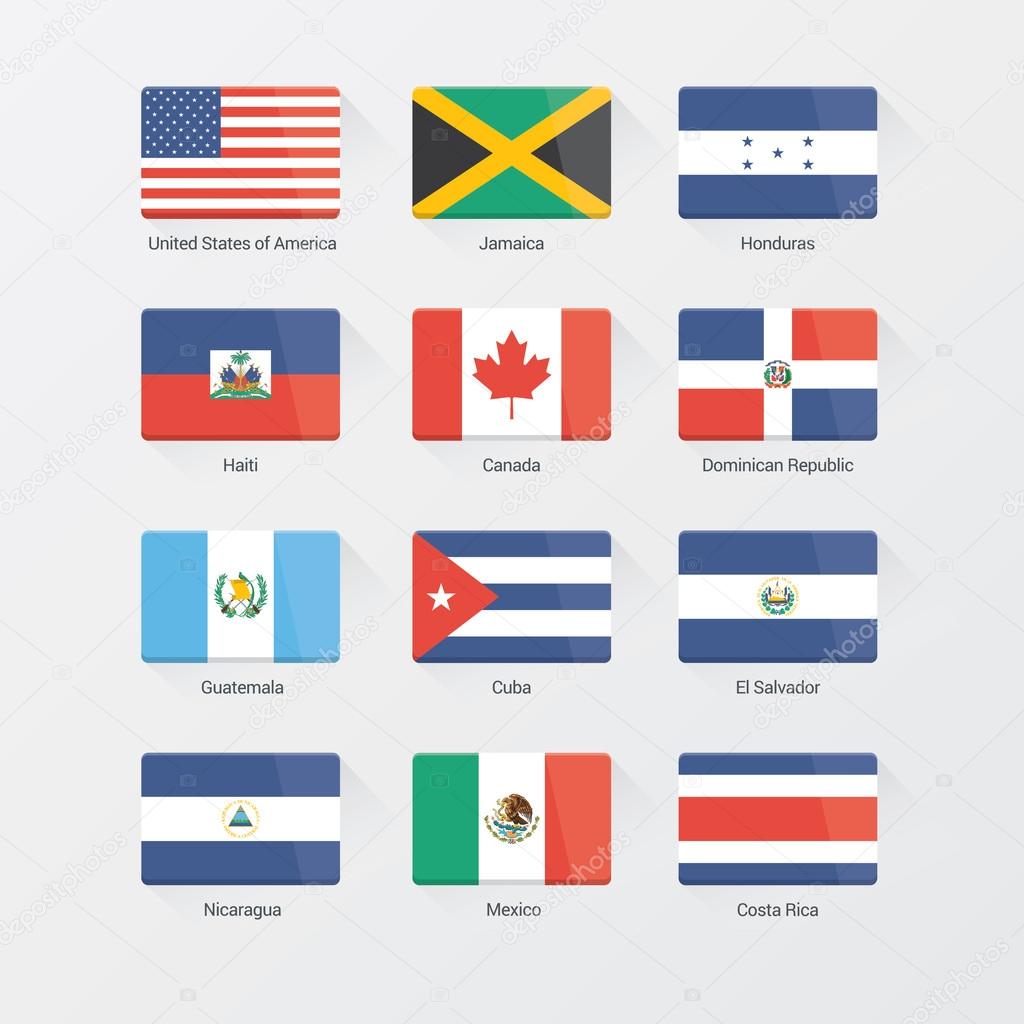 North America flat flags set