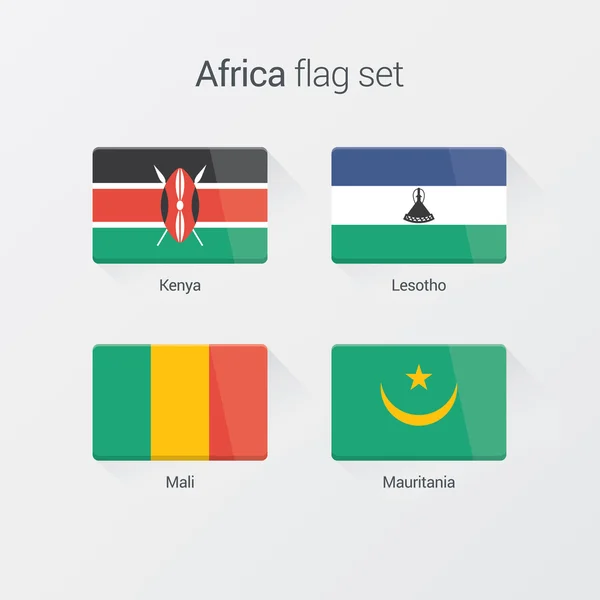 Bandera de África fijada. Diseño plano — Vector de stock