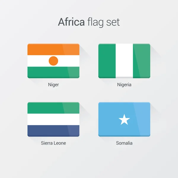 Bandera de África fijada. Diseño plano — Vector de stock