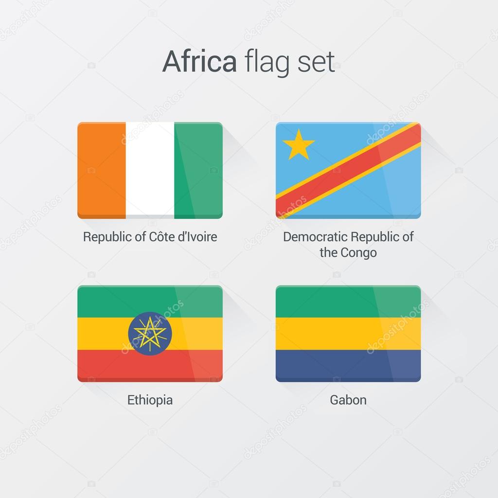 Africa flag set. Flat design
