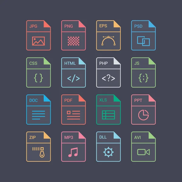 Dosya biçimi düz Icon set