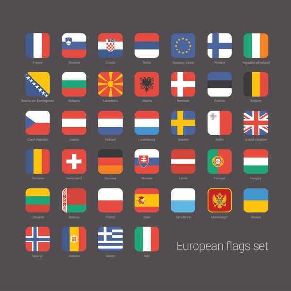 European countries flat flags set — Stock Vector