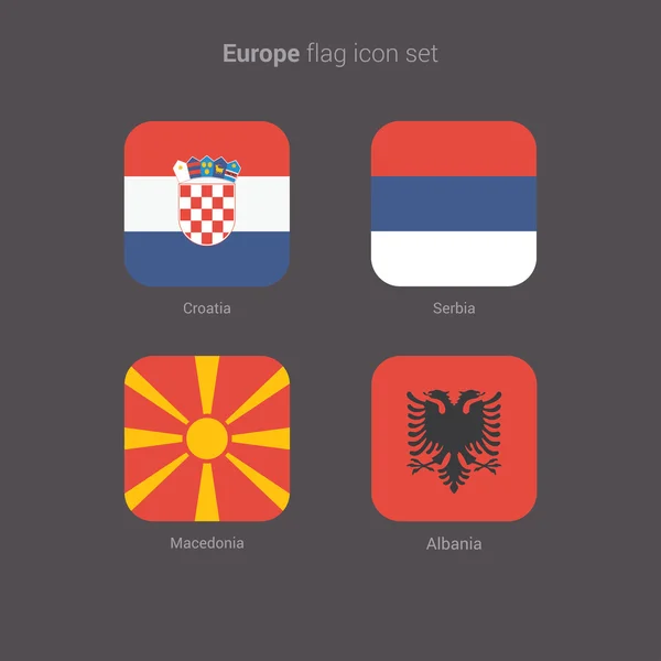 Avrupa ülkeleri düz bayrakları kümesi — Stok Vektör