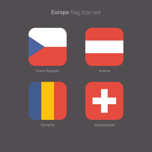 European countries flat flags set — Stock Vector