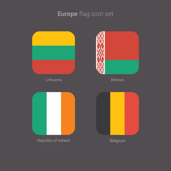 European countries flat flags set — Stock Vector