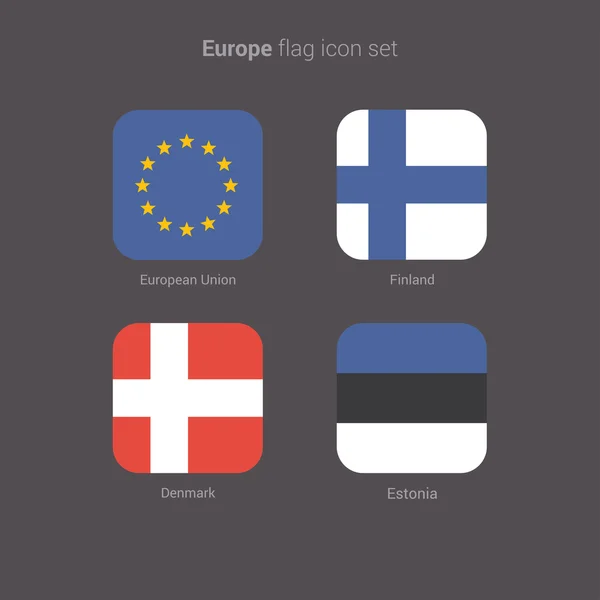 European countries flat flags set — Stock Vector