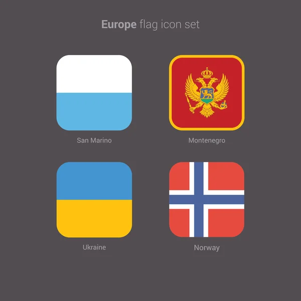 Avrupa ülkeleri düz bayrakları kümesi — Stok Vektör