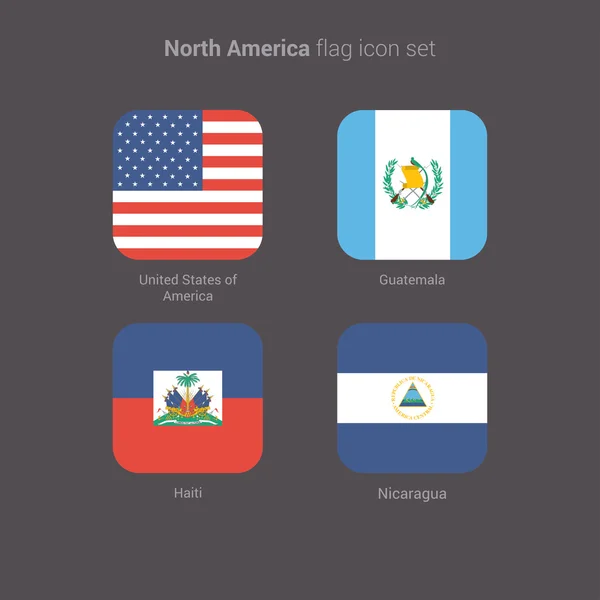 Kuzey Amerika düz bayrakları kümesi — Stok Vektör