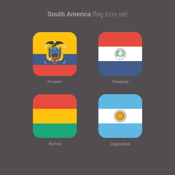 Sudamérica banderas planas conjunto — Vector de stock
