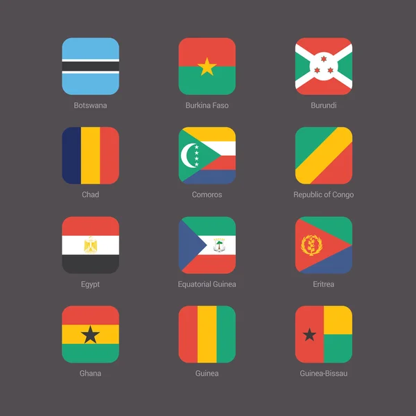 Bandiera Africa impostata. Design piatto — Vettoriale Stock