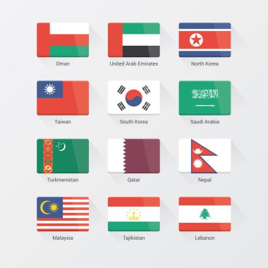 Asya kıta bayrakları düz ayarlamak