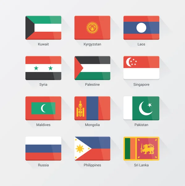 Ασιατική ήπειρο σημαίες επίπεδη σύνολο — Διανυσματικό Αρχείο