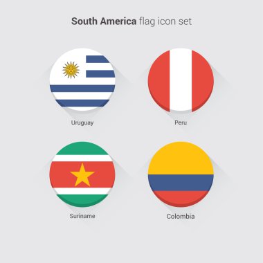 Güney Amerika düz bayrakları kümesi