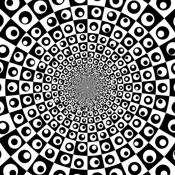 Zoom illusion optique vectorielle fond noir et blanc — Image vectorielle