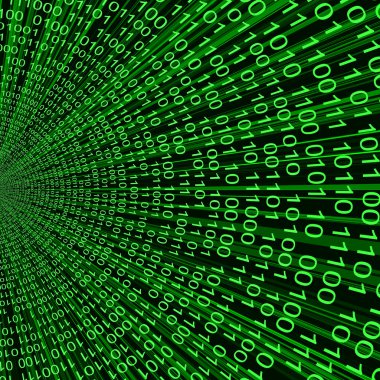 Soyut yeşil ikili kod 3d vektör satır arkaplanı bilgi teknolojileri
