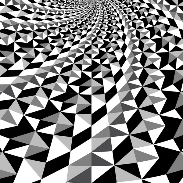 Black and white optical illusion triangle vector pattern, background, texture — Stock Vector